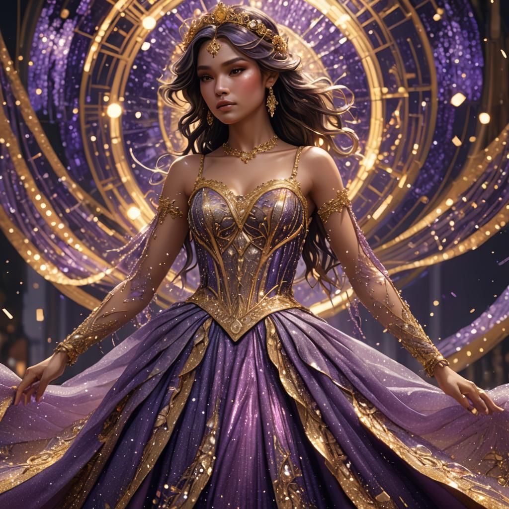 Beaded Ombre Ballgown Concept Art in 8K