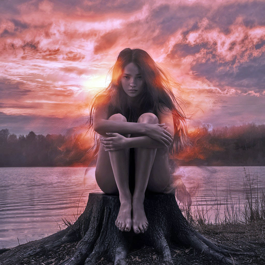 Lac et coucher de soleil