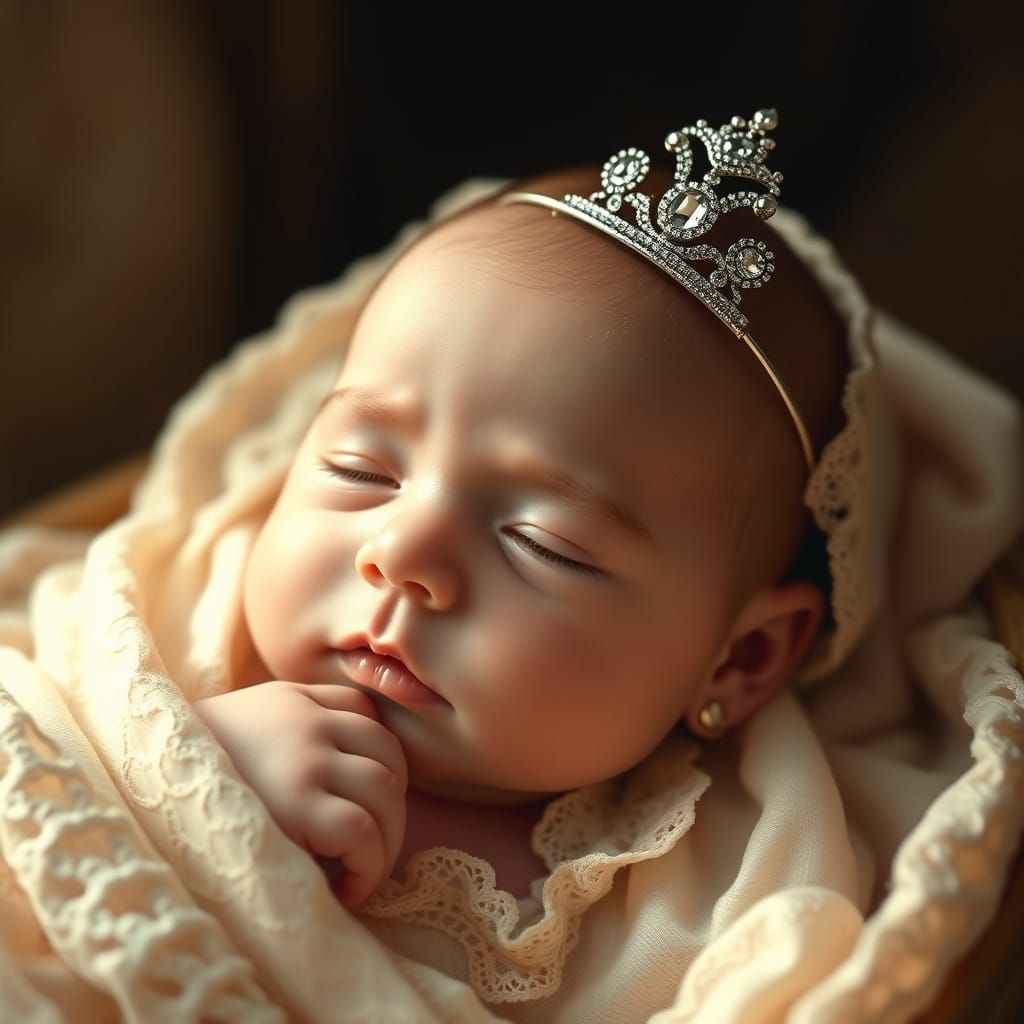 wonderful realistic baby princess with a tiny tiara  by @sugar-plum-horse