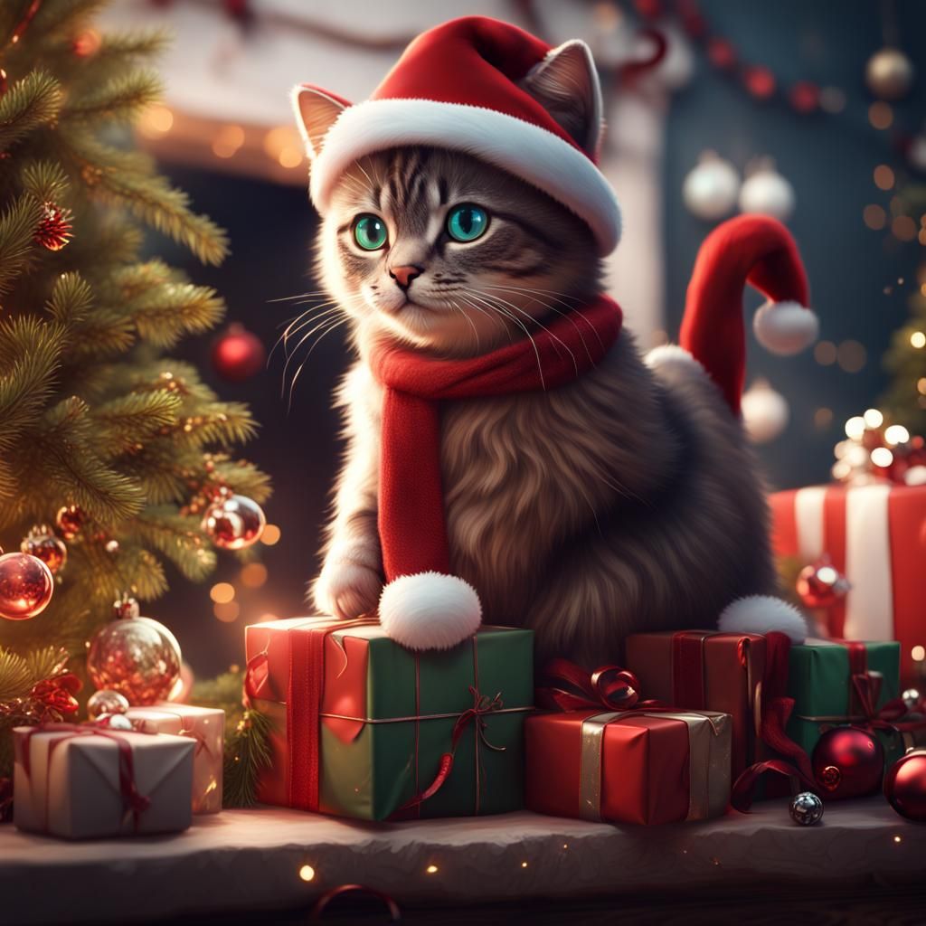 An adorable Christmas cat  by @AbbyBarr132