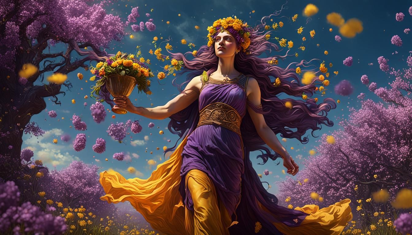 The goddess Persephone bringing back spring
