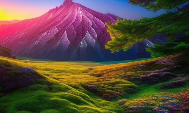 Colorful landscape with vivid detail in land and sky