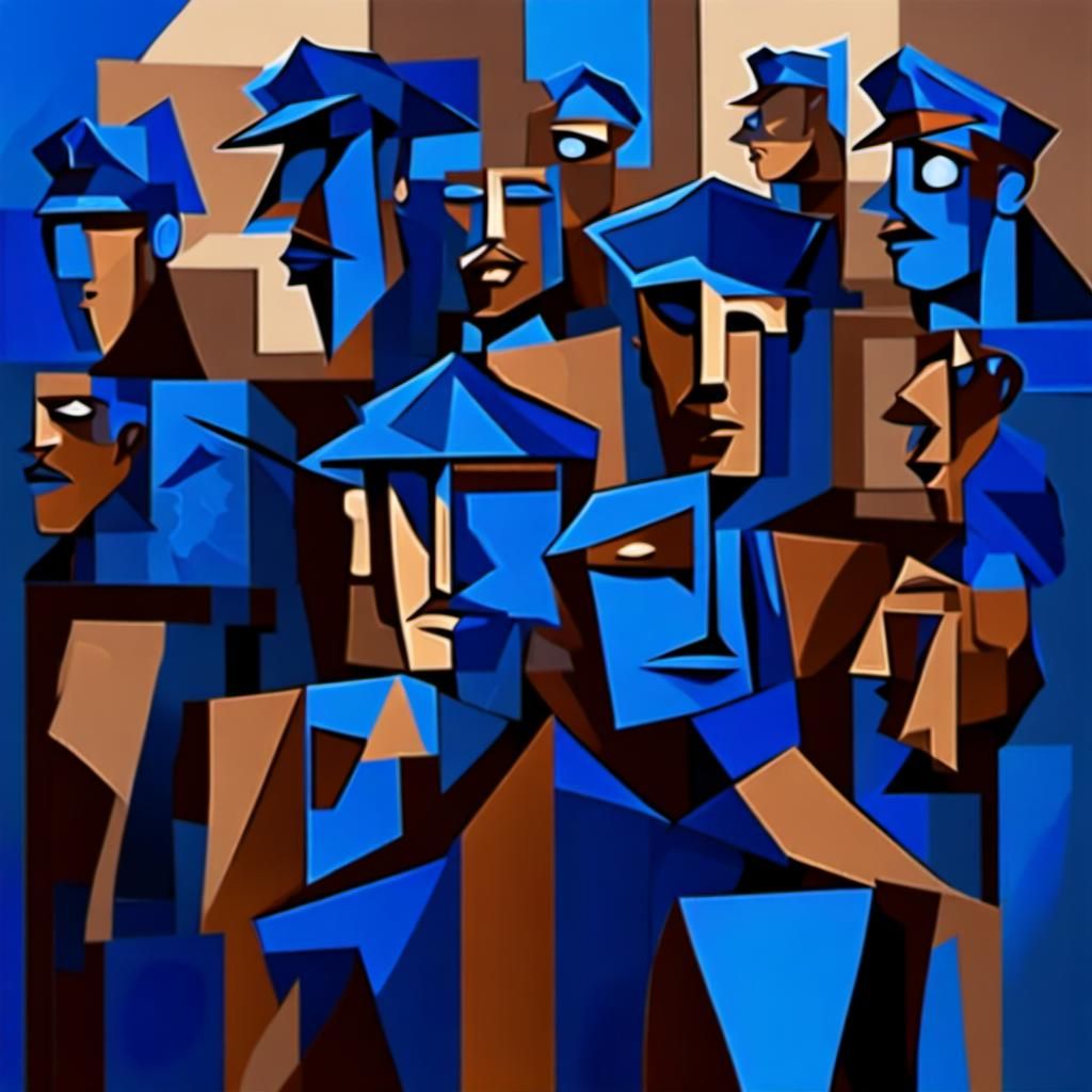 Blue and Brown Cubism Living in a Police state