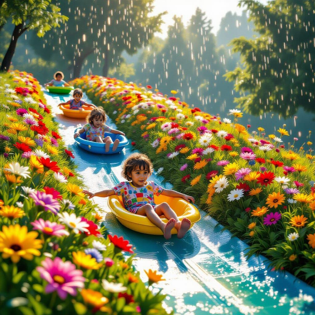 Watersliding in a sunshower