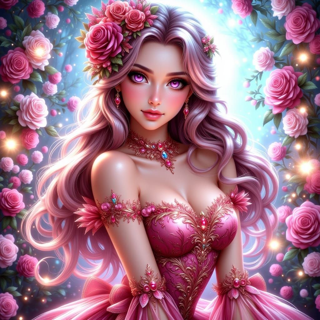 Aerith Gainsborough Cosplay in Anime Style