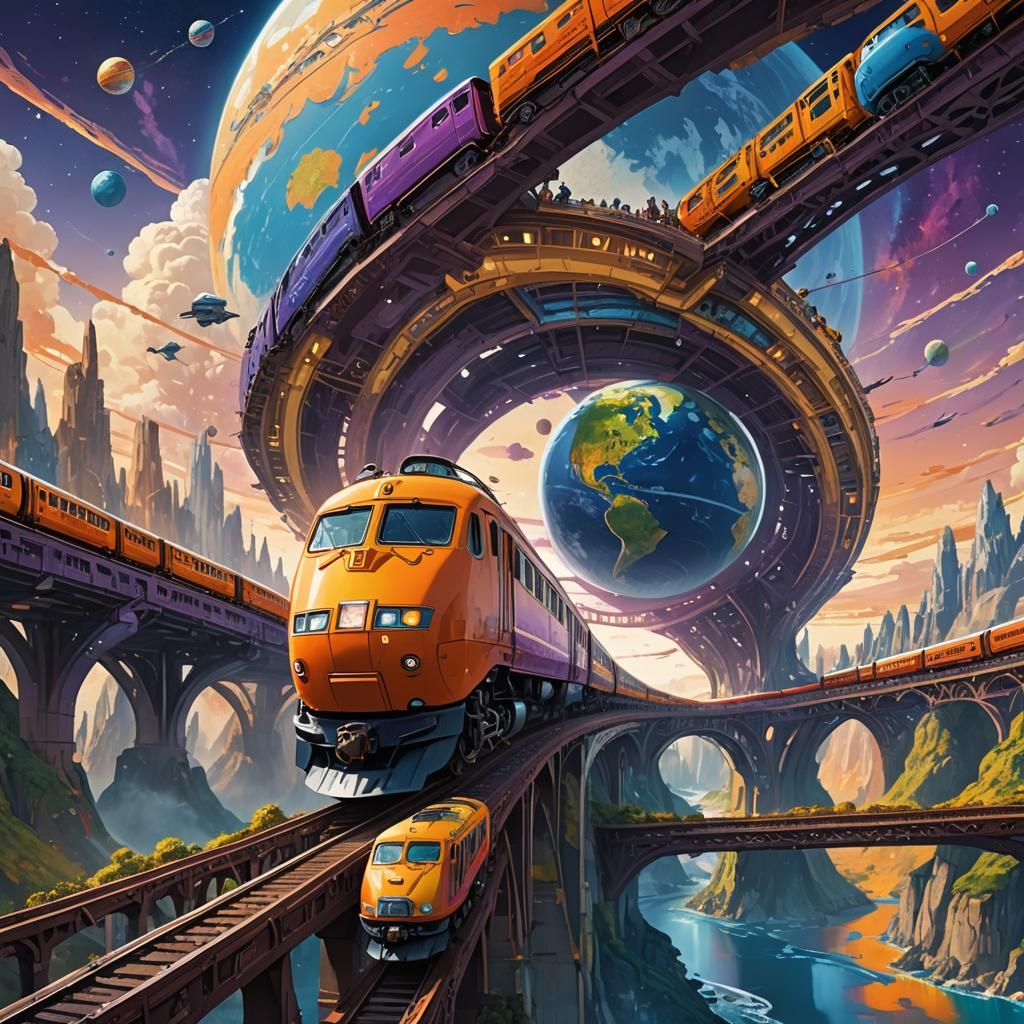 Create a unique, very long train with each wagon having a di...
