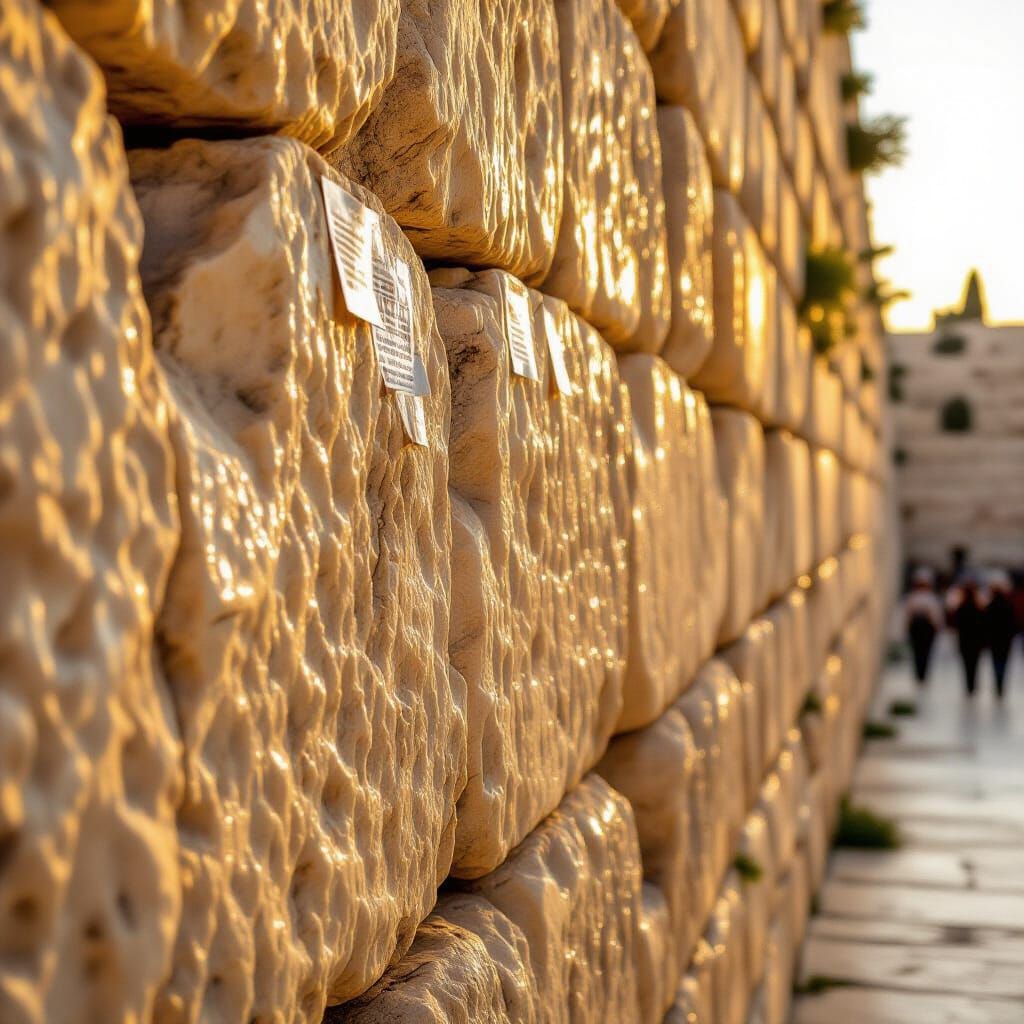 Detailed View of Jerusalem's Western Wall Stones