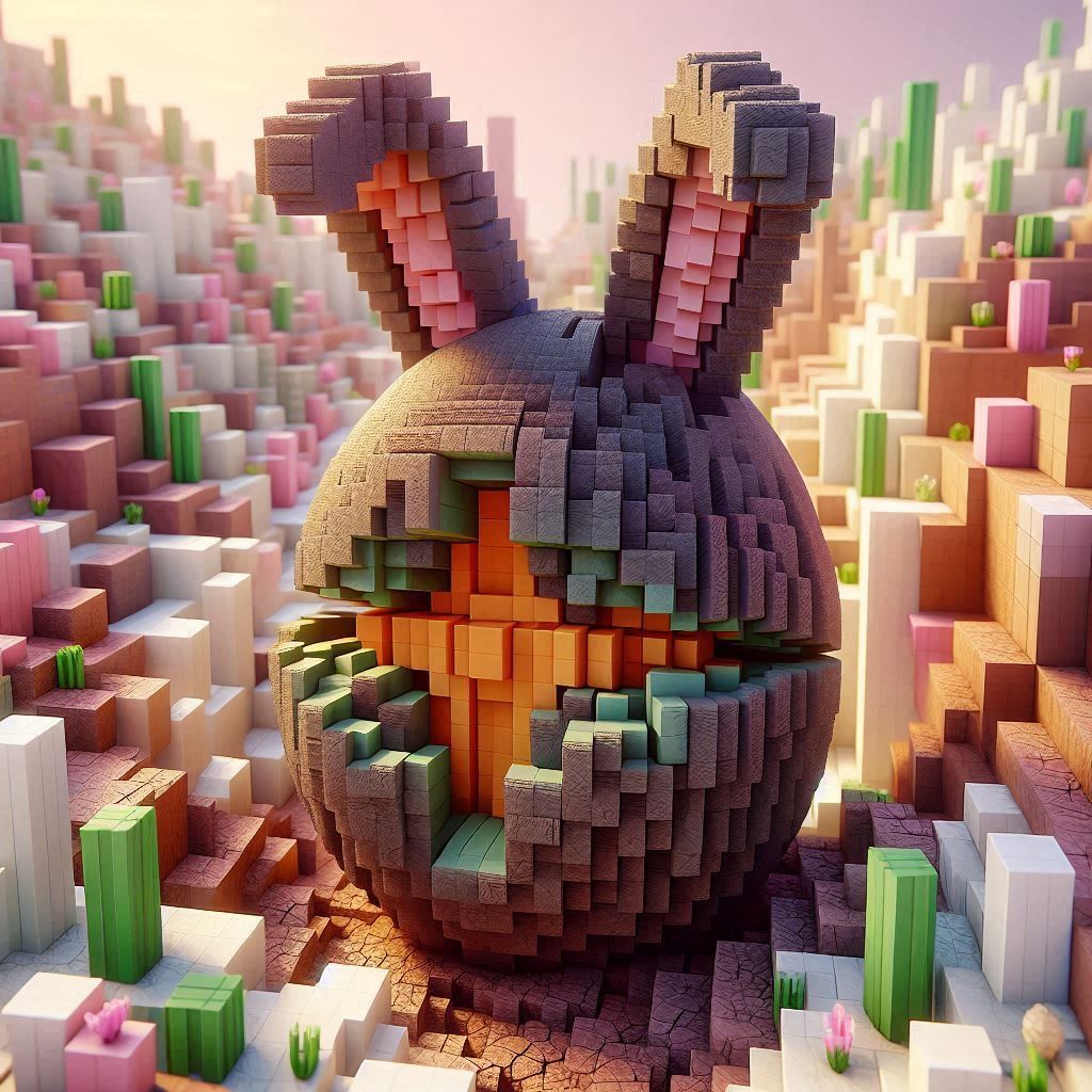 minecraft-inspired easter spring bunny egg