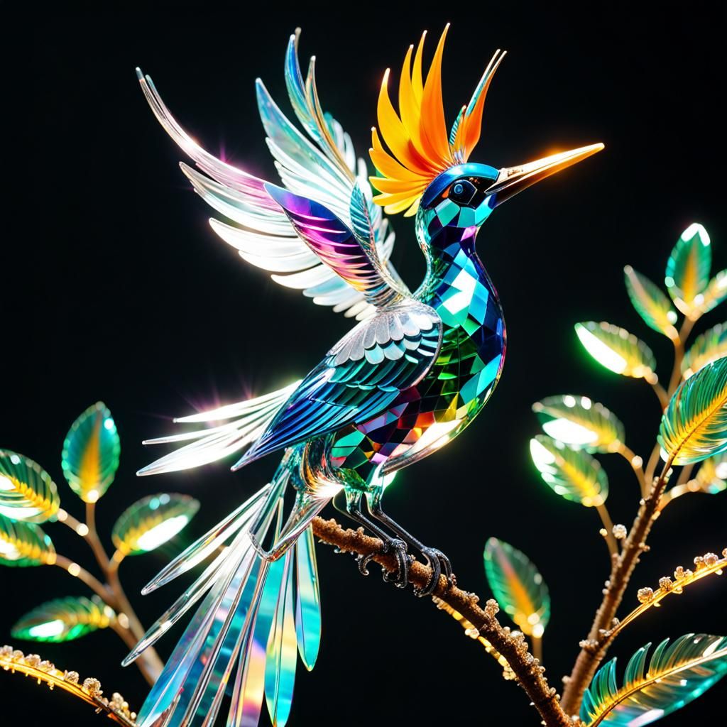 Crystal Bird of Paradise Sculpture