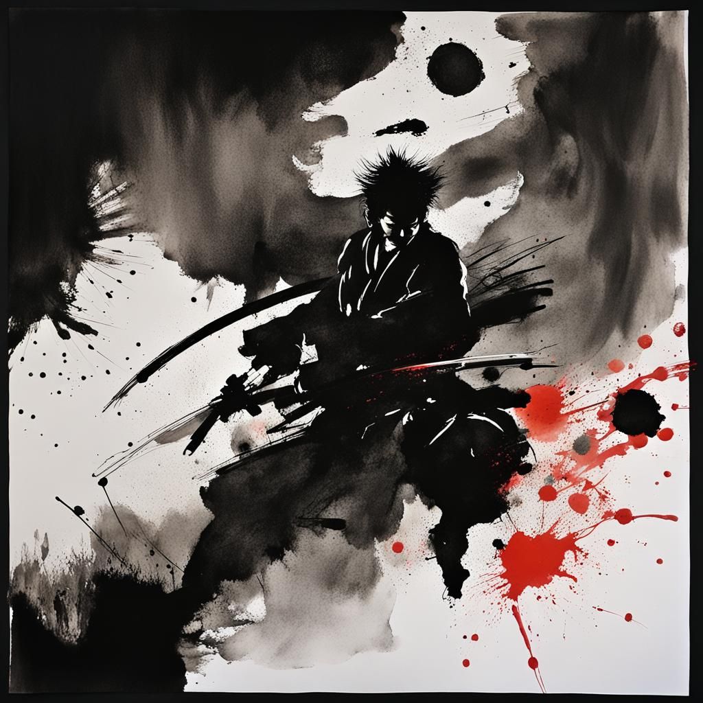 Style of Musashi Ink splatter Daily Challenges  by @Imvlad