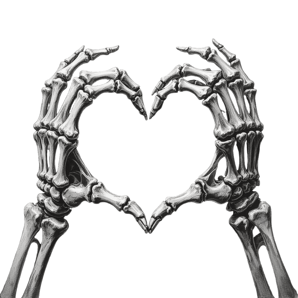 skeleton heart hands