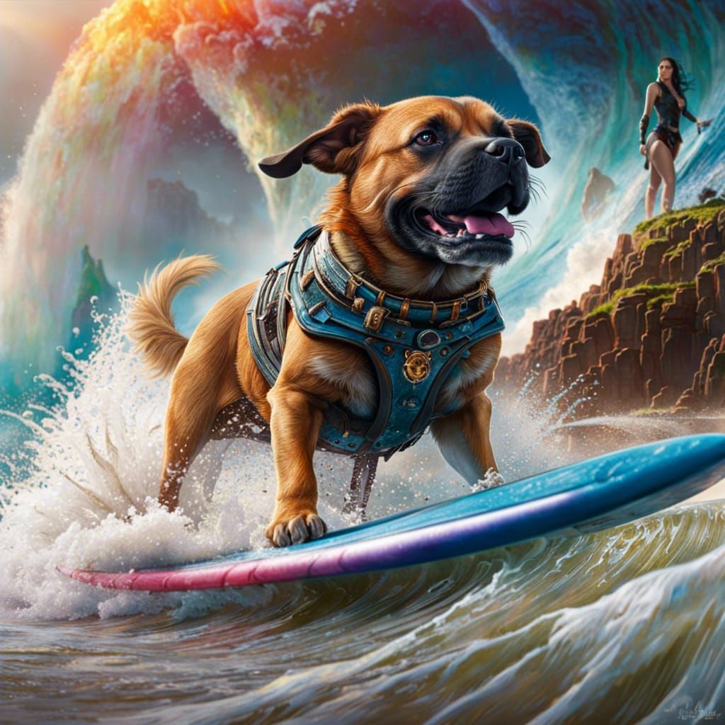 Surfin' Dog  by @Retrologica
