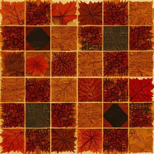 textured paper collage art. Autumn, orange, red, brown mood
