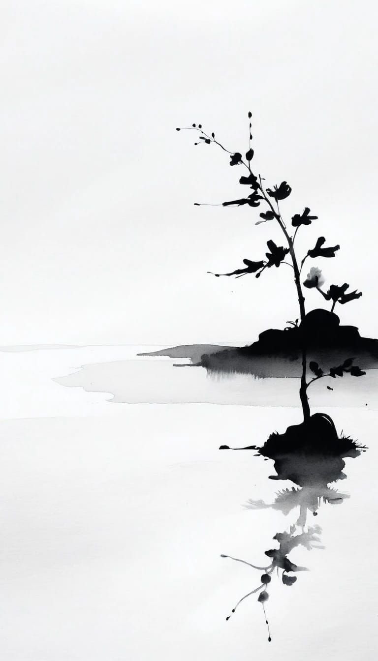 Peacefulness (Ink painting, Minimalism)