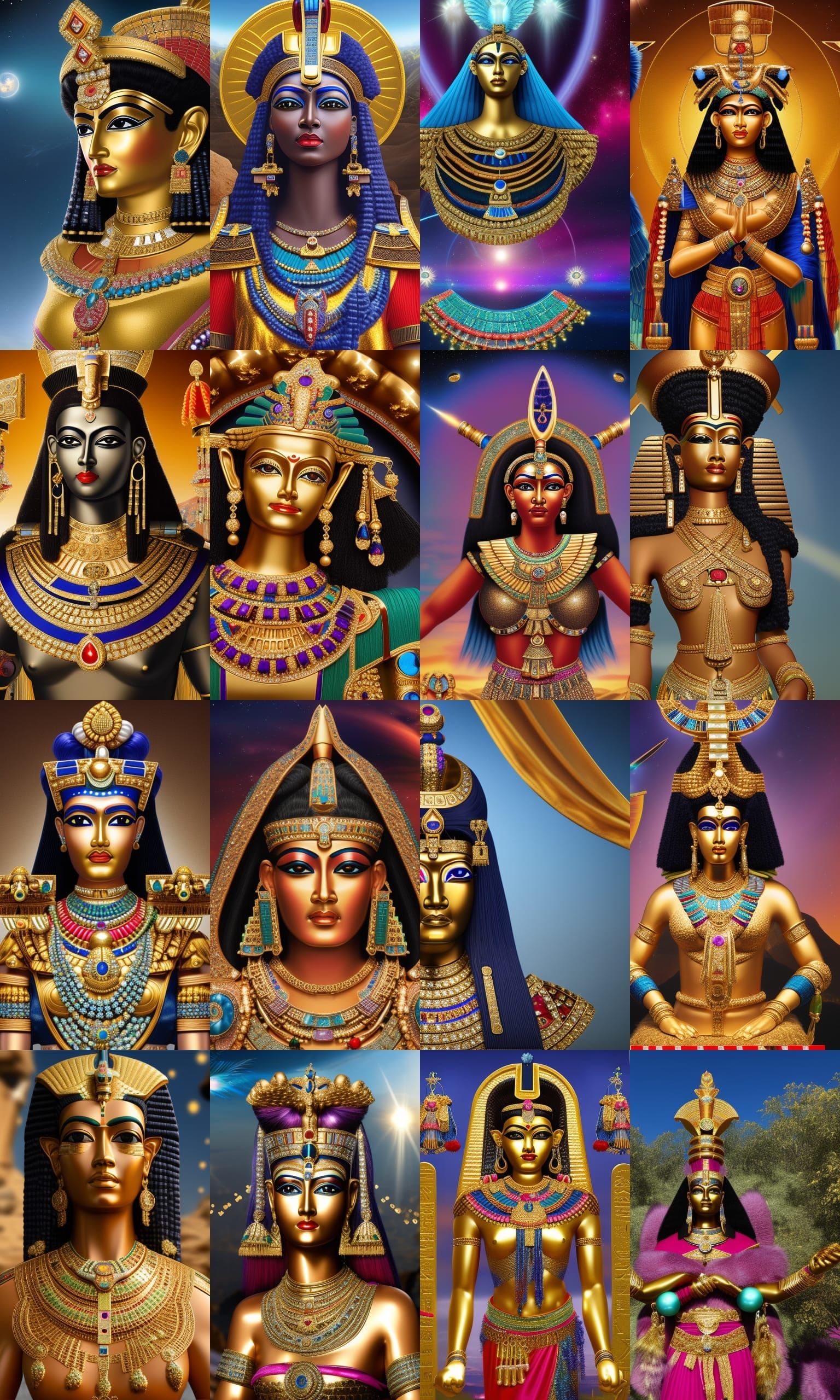 Goddess Osiris with all her jewels in all her glamor floatin...