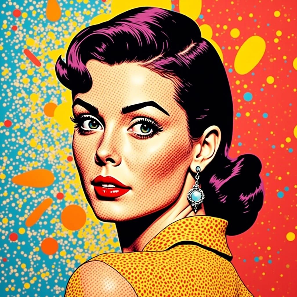  <lora:Snap Crackle Pop:1.0> audrey Hepburn about to have breakfast at tiffanies, pop art