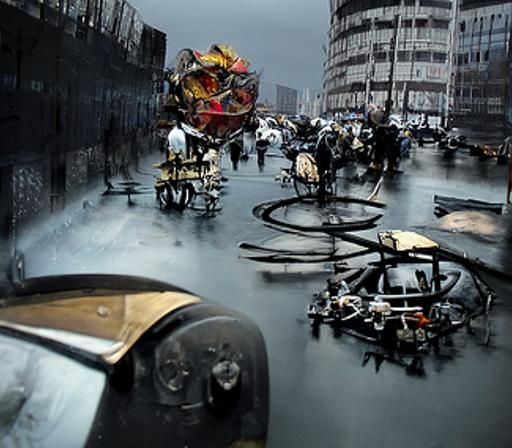 Jean Tinguely urban planning traffic jam.