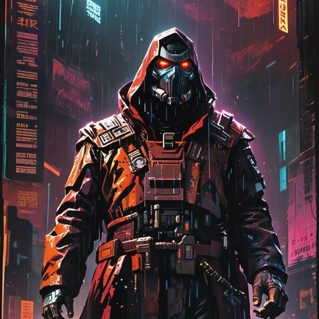 Cyberpunk Wanted Poster in Neo-Noir Style