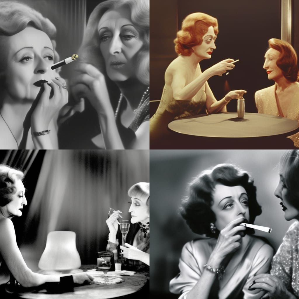 bette davis smoking a joint with angelica houston - AI Generated ...