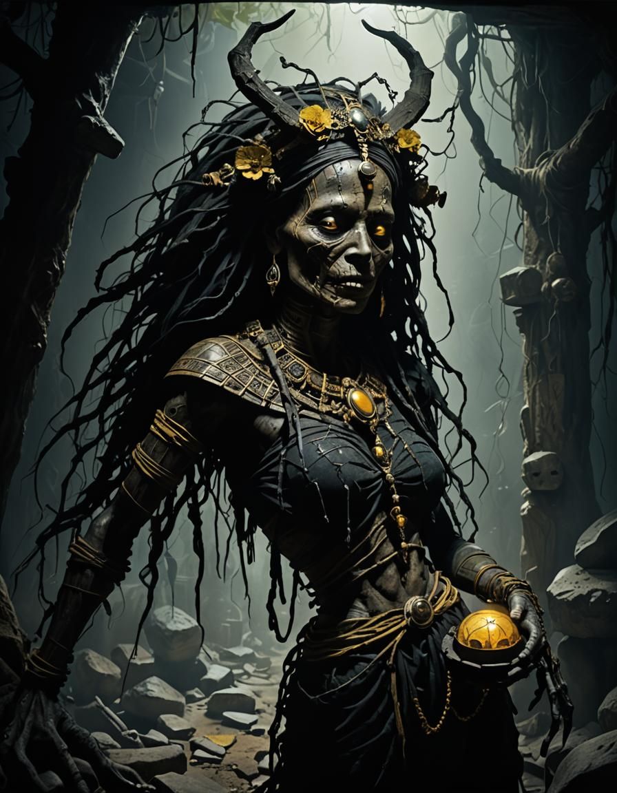 hyper detailed mad watercolor art of a (creepy demonic mummy...