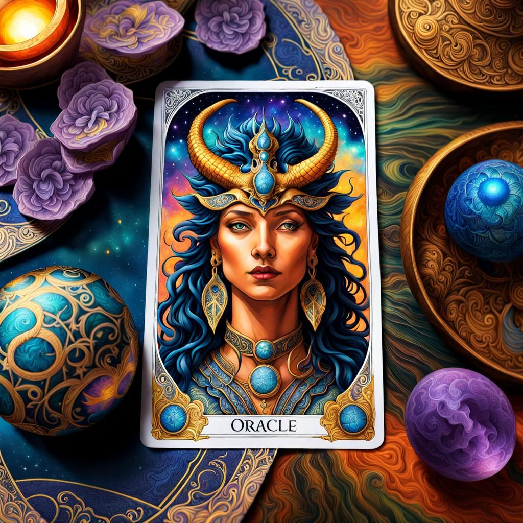 (Dragon) on an oracle Tarot cards and She Wolfe tarot card featuring