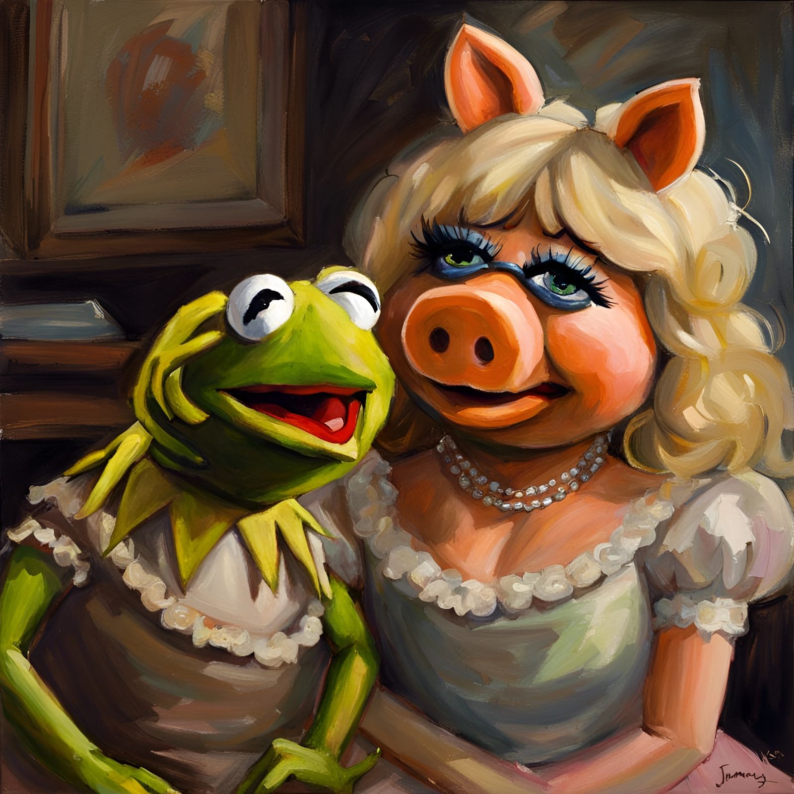Kermit and Piggy  by @Plaguey
