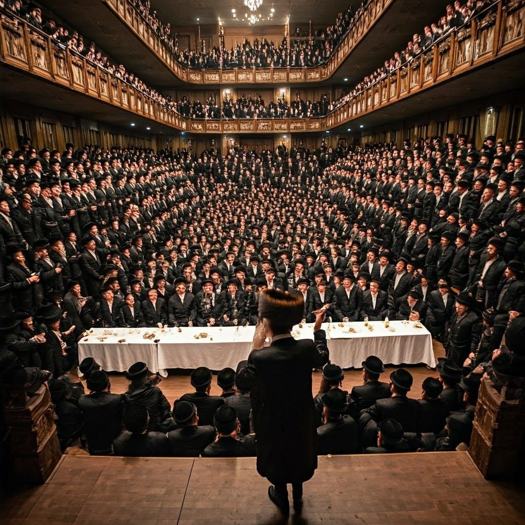 Enthusiastic Hasidic Community in Grandstand Seating