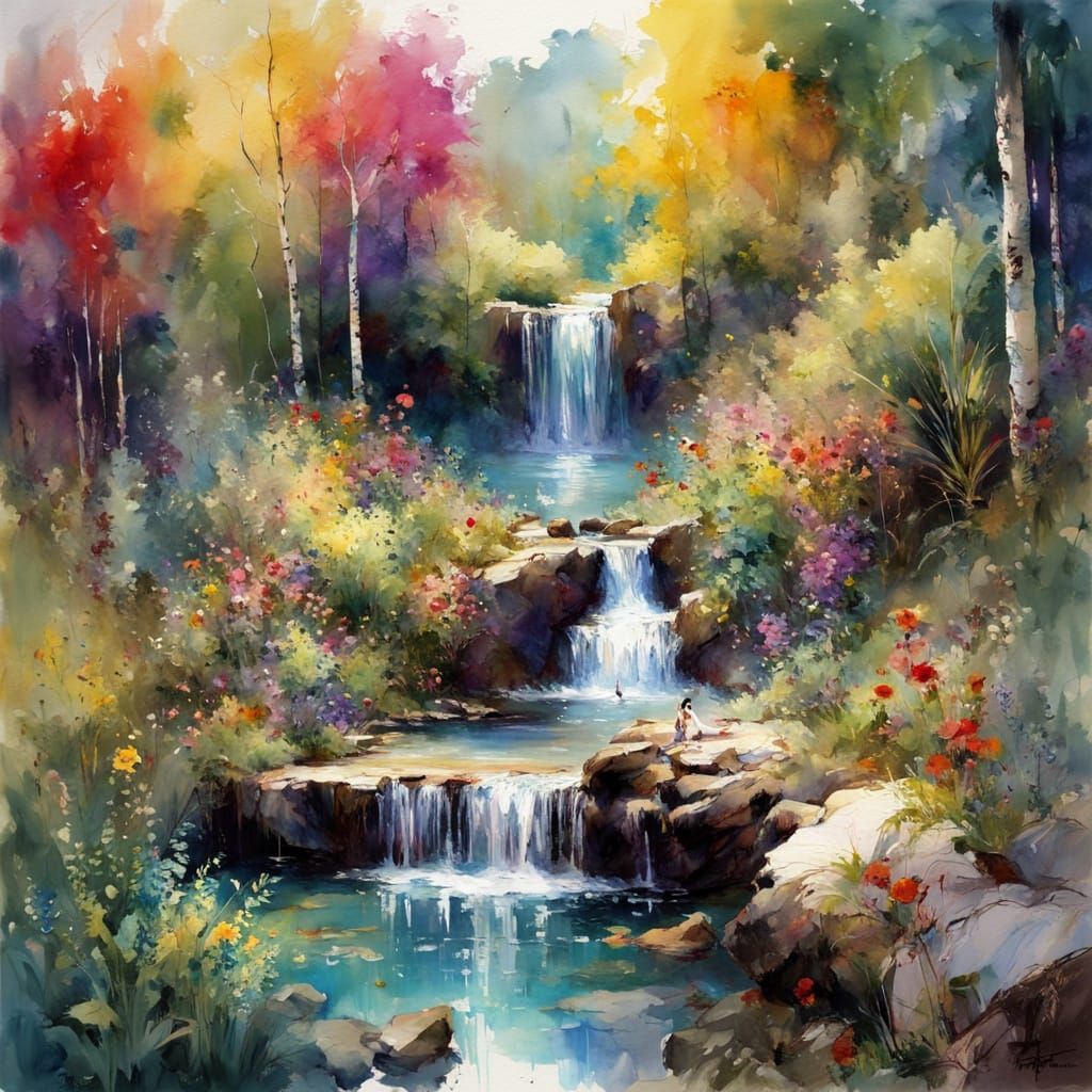 waterfall in spring  by @Mapont