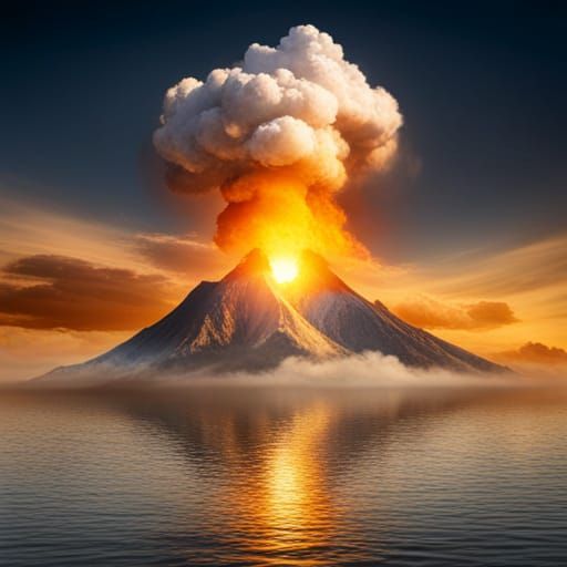 Erupting volcano mirror  by @The Unknown Legend