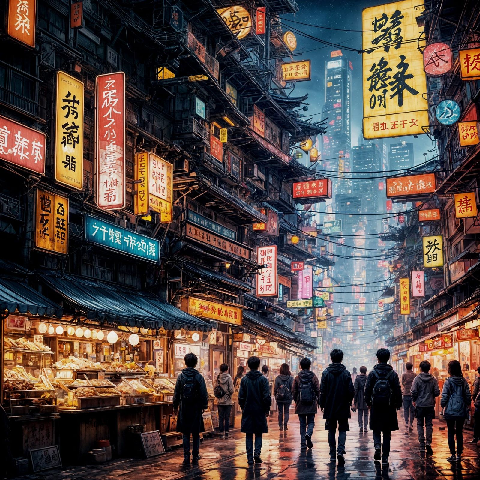 Cyberpunk Shanghai Night Market   by @Valmond Teng