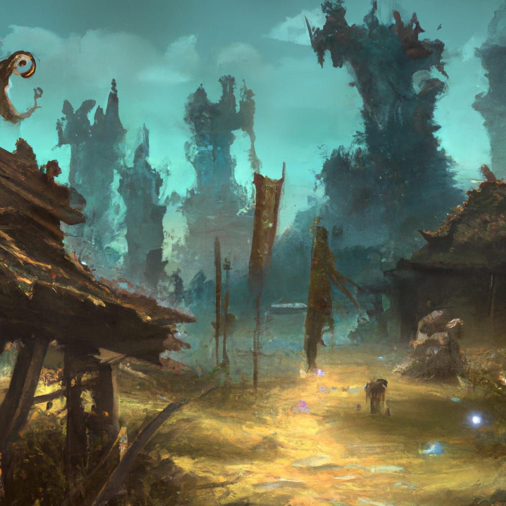 Banshees swirling around a derelict village 8k resolution co...