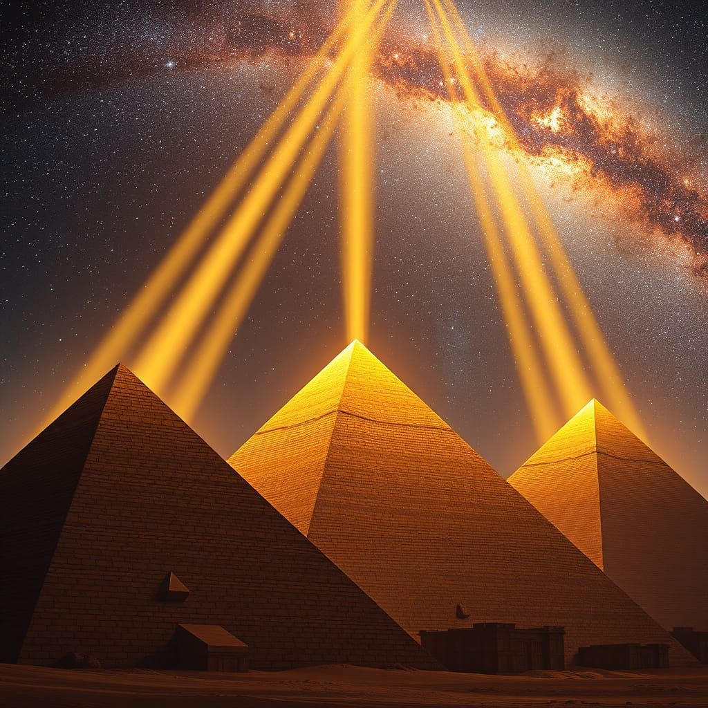 Pyramids of Ancient Egypt Shine with Celestial Light