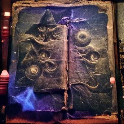 The ominous cover of an ancient book of spells.