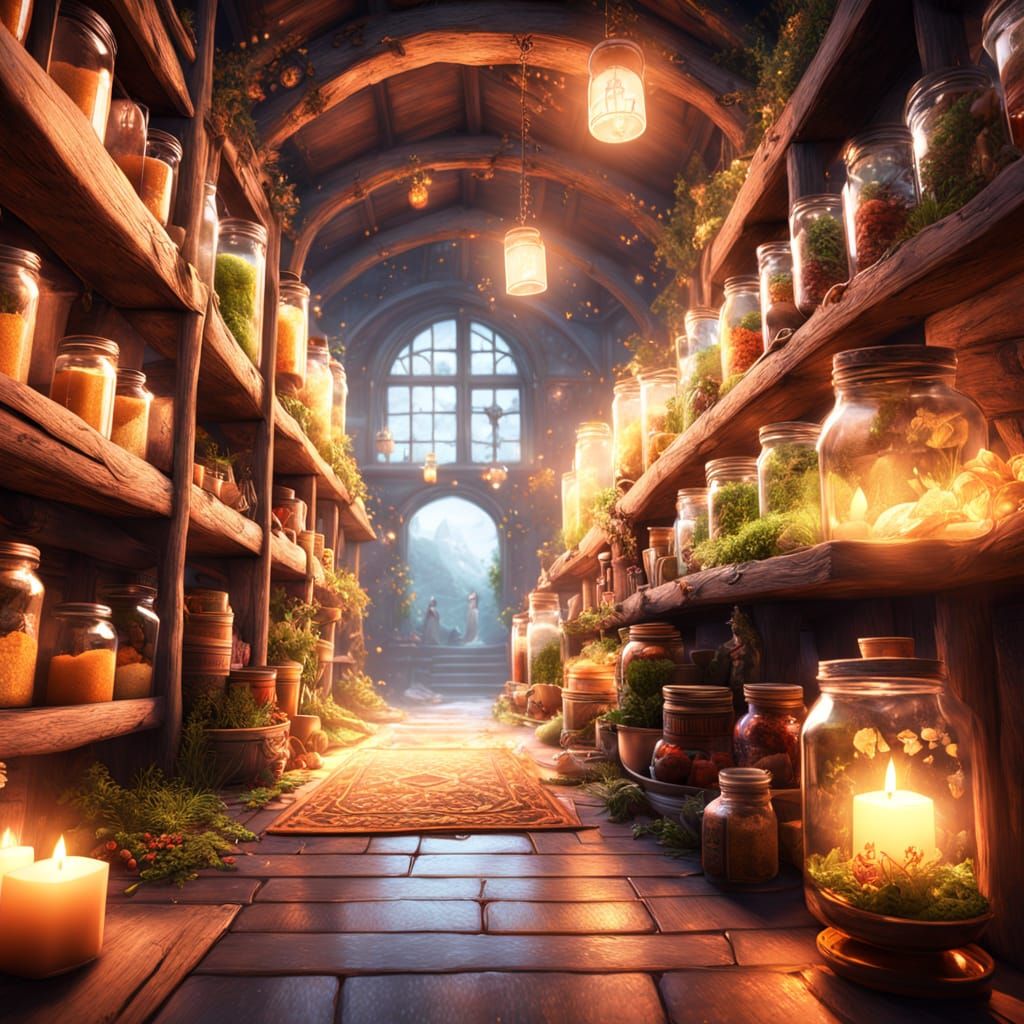 THE WITCHES MAGICAL PANTRY OF HERBS, SPICES, & LIGHTS.