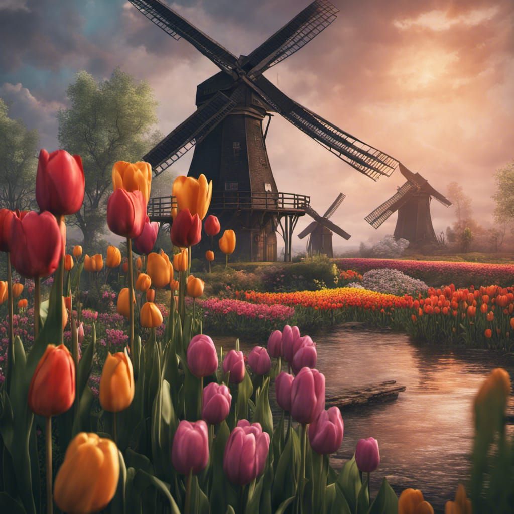 Tulips and Windmills  by @Kari