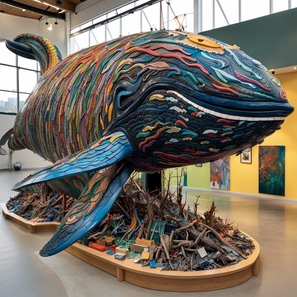 A Monster from the Ocean. Art Installation Made from Recycled Ocean ...