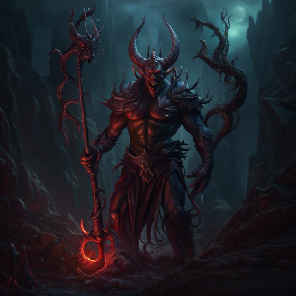 demon with pitchfork - AI Generated Artwork - NightCafe Creator