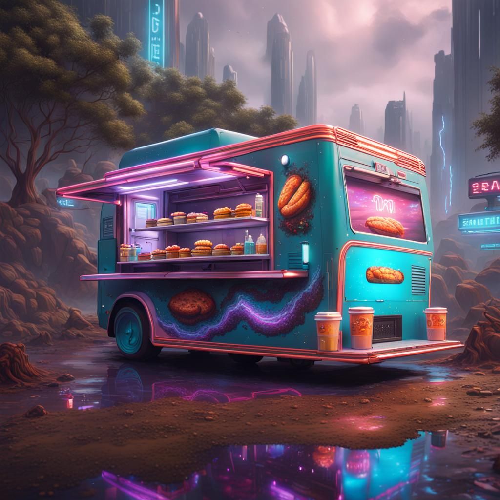 Futuristic food truck - AI Generated Artwork - NightCafe Creator