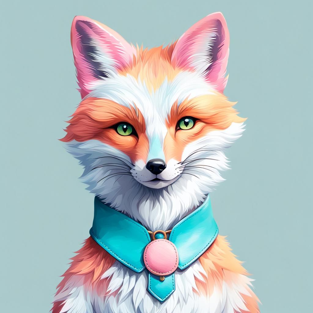 Pastel Furry Fox Portrait in Kawaii Style