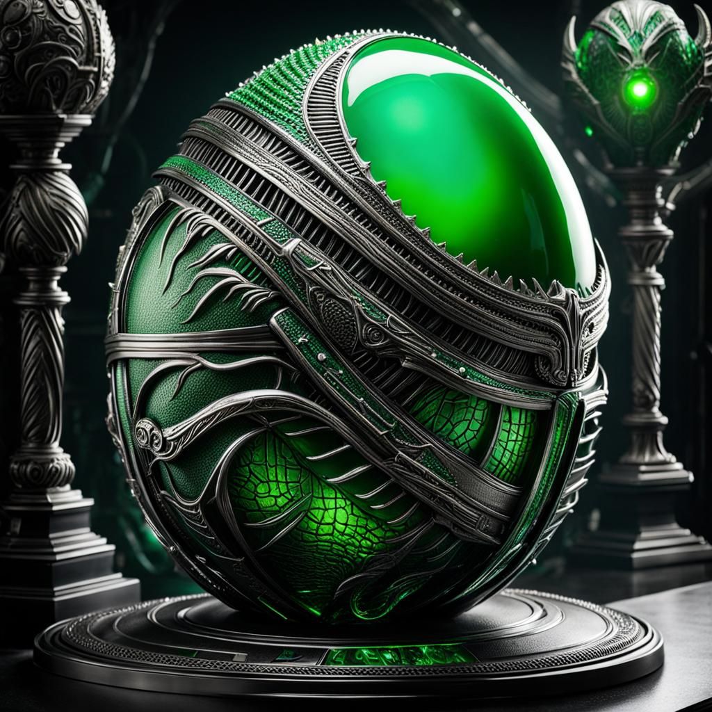 Fabergé xenomorph egg  by @Dahut