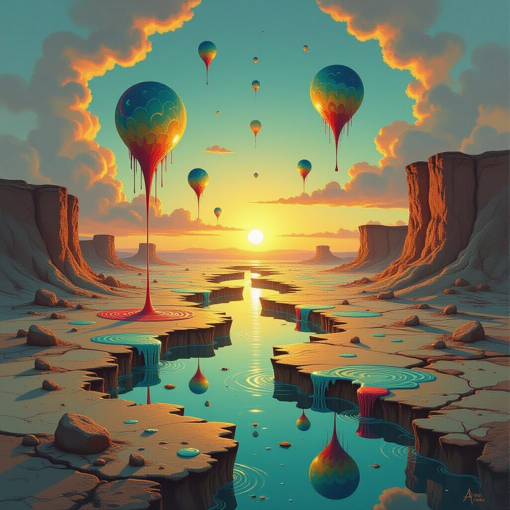 Surreal Melting Landscape in Vivid Colors