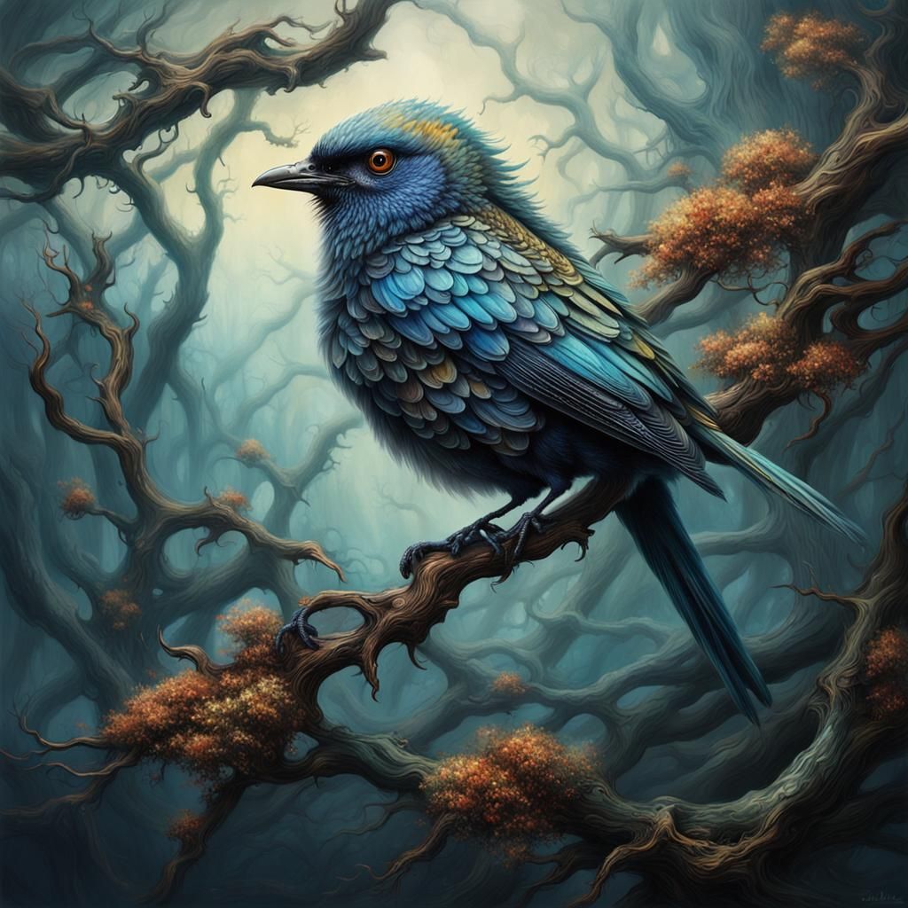 Stylized Bird Portrait with Intricate Details