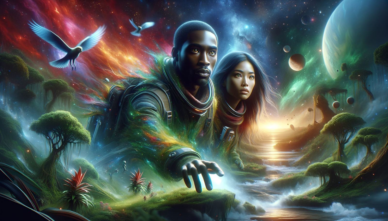 A Hominid Couple Searching for a New Home Planet