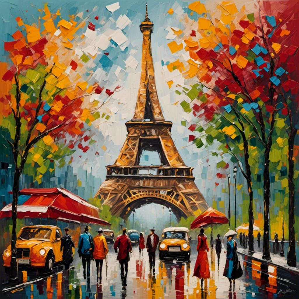 <lora:ImpastoXL:1.0>
Paris quarter Eiffel tower people sunny day colorful bold color vibrant, high quality high resolution 