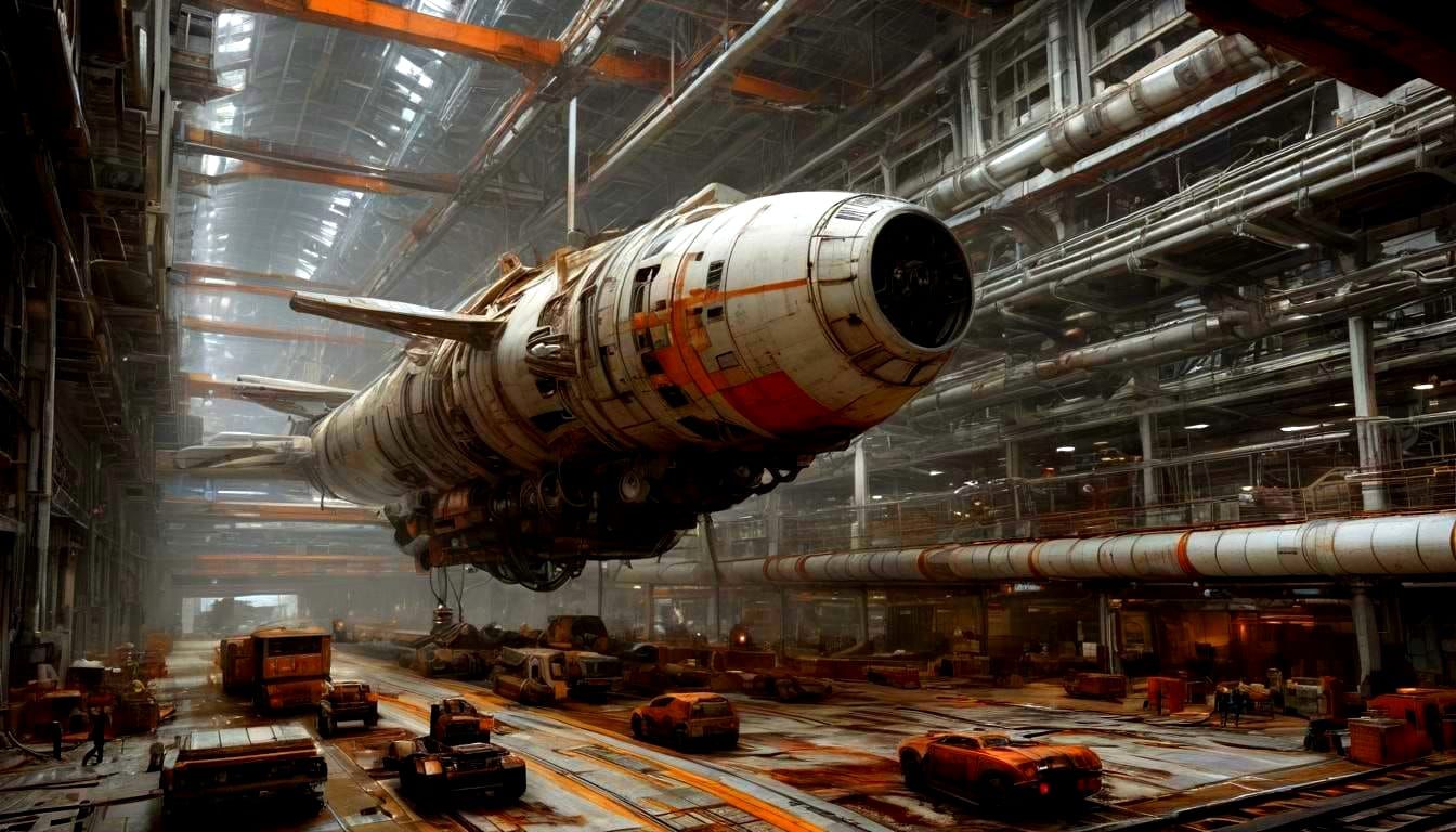 Hyperrealistic Industrial Sci-Fi Metropolis in Cyberpunk Sty...