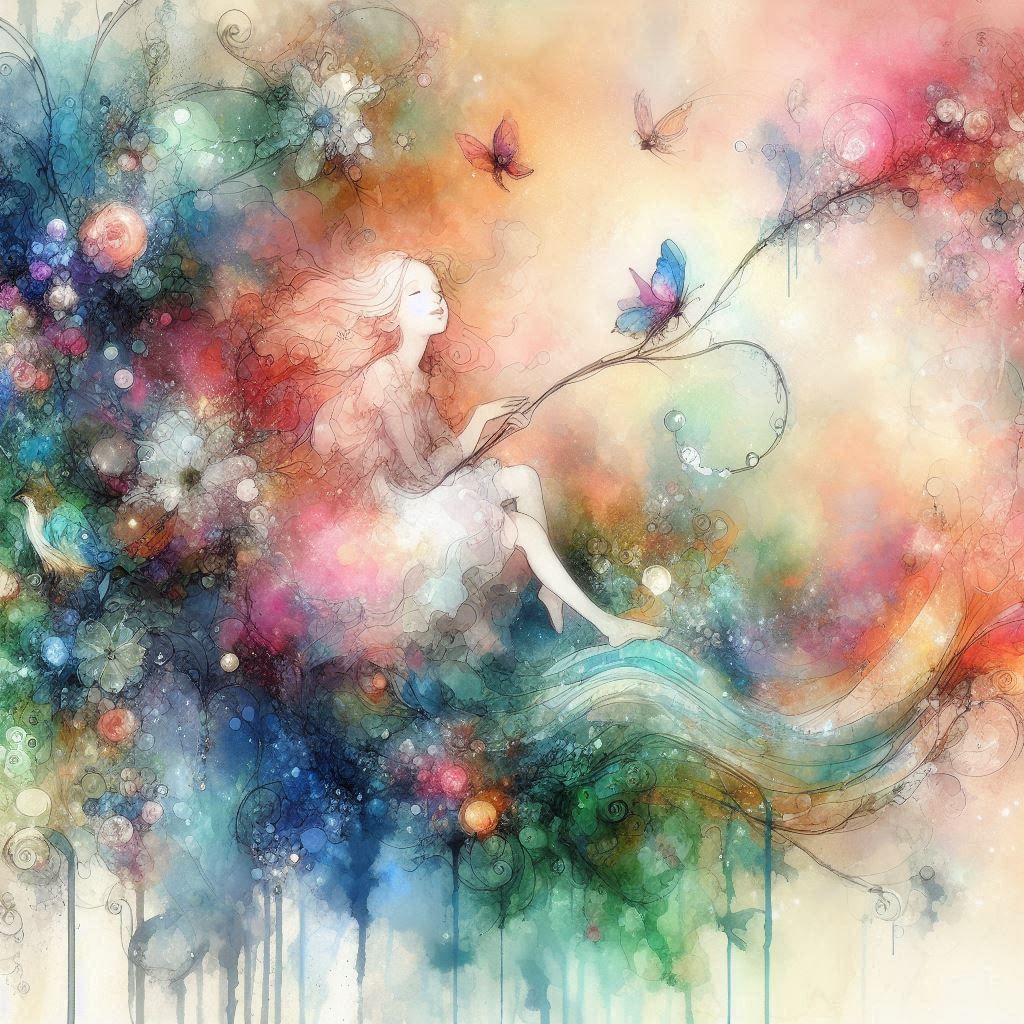 double exposure beautiful fantasy DALL-E 3 portrait landscap...