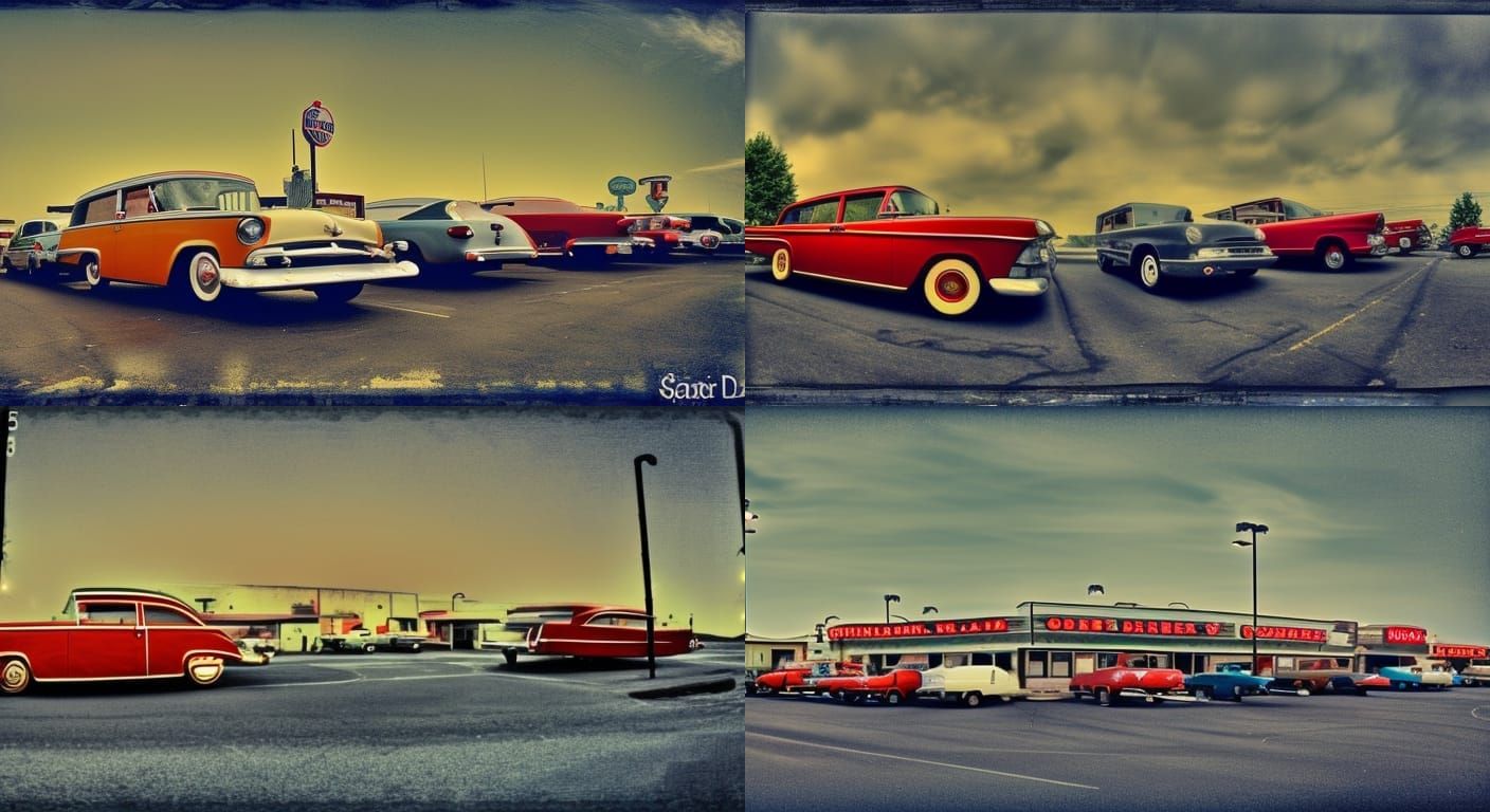 50's diner parking lot