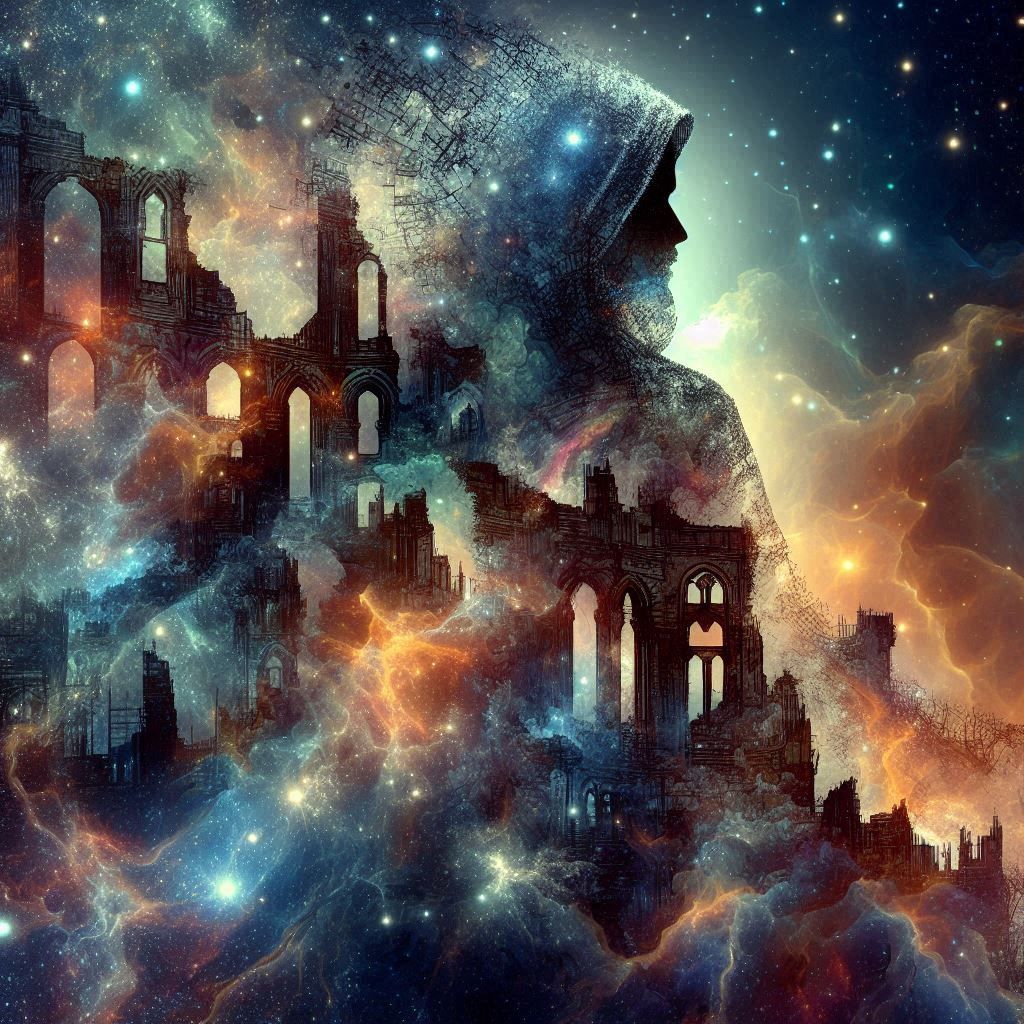 double exposure beautiful fantasy portrait landscape..