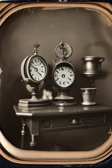Clocks, tin type photo,19th century, giant royal family mono...