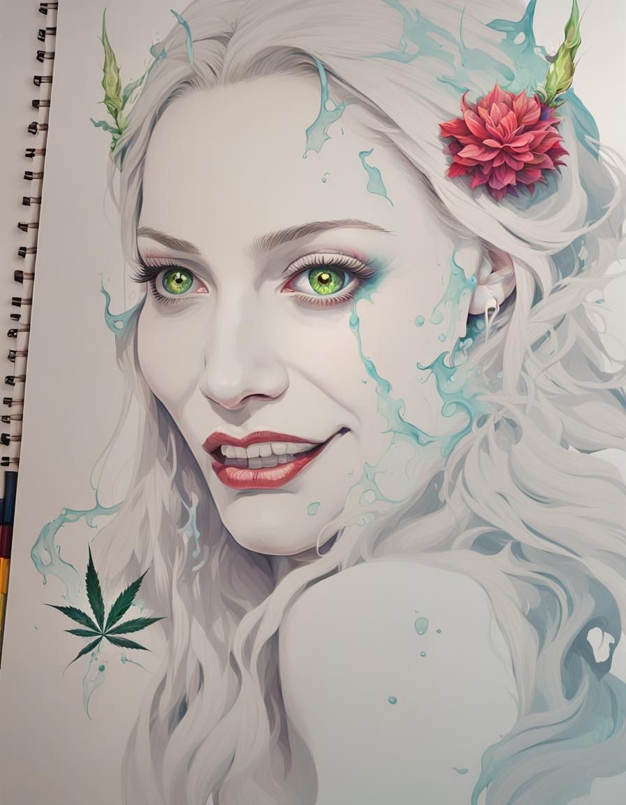 Devil with cannabis, head and shoulders portrait, 8k resolut...